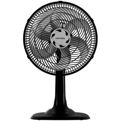 Ventilador de Mesa  Turbo 30 cm 52 W 6 Pás 3 Velocidades Ventisol Preto / 110V
