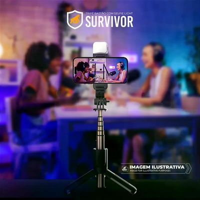 Tripé Bastão Survivor com Selfie Light