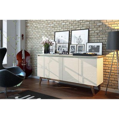 Painel Suspenso Decore Com Aparador Buffet Classic Nature Off White - Imcal