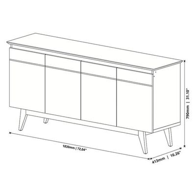 Painel Suspenso Decore Com Aparador Buffet Classic Nature Off White - Imcal