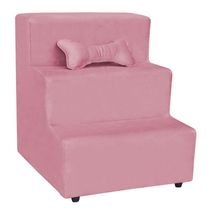 Escadinha Pet 3 Degraus Cachorro E Gato Veludo Rosa