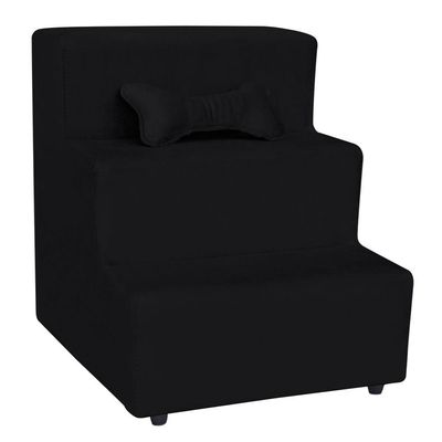 Escadinha Pet 3 Degraus Cachorro E Gato Veludo Preto