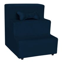 Escadinha Pet 3 Degraus Cachorro E Gato Veludo Azul Marinho