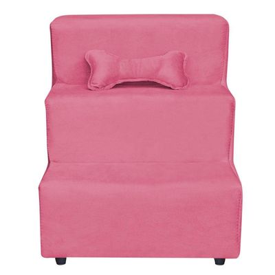 Escadinha Pet 3 Degraus Cachorro E Gato Suede Rosa