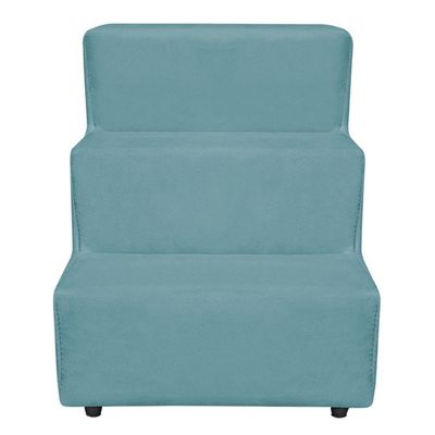 Escadinha Pet 3 Degraus Cachorro E Gato Veludo Azul Turquesa