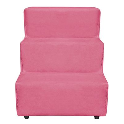 Escadinha Pet 3 Degraus Cachorro E Gato Suede Rosa