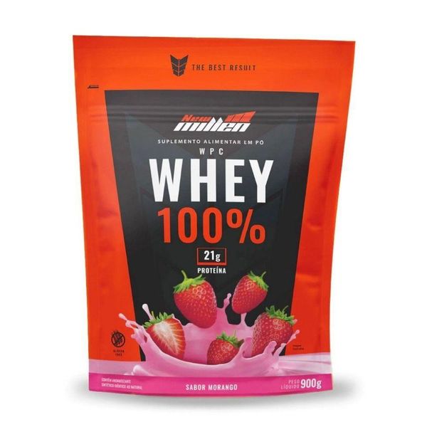 Whey 100% Refil 900g Sabor Morango