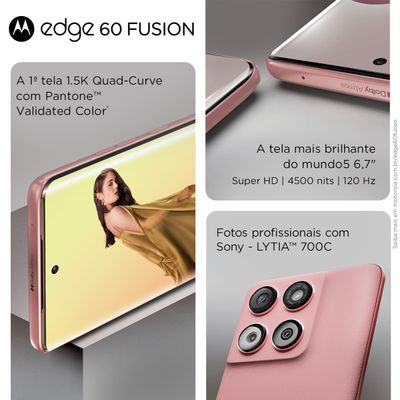 Smartphone Motorola Edge 60 Fusion 5G Tela 6,7” 256GB Câmera Sony 50MP Pantone Mocha Mouse