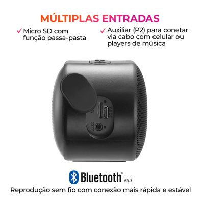 Caixa de Som Speaker AIWA AWS-SP-06-B 10W Bluetooth IPX6 Bivolt