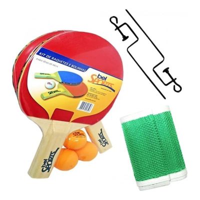 Kit De Tênis De Mesa Com Raquetes Rede Bolinhas Bel Sports