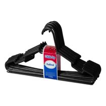 Kit 10 Cabides Adulto Plástico Preto Roupa Vestido Barato