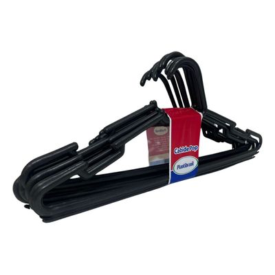 Kit 10 Cabides Adulto Plástico Preto Roupa Vestido Barato
