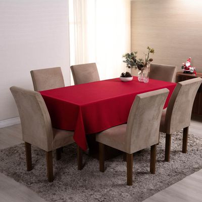 Toalha de Mesa Basic Lisa Oxford Decoração 1,45m x 1,40m para 4 Lugares - *Vermelho*