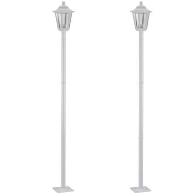 Conjunto 2 Postes de Jardim Luminária Externa 1,71m Colonial Branco Dital Iluminação Praças
