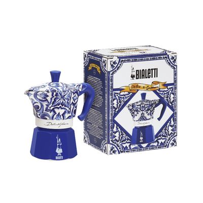 CAFETEIRA BIALETTI MOKA EXPRESS DOLCE & GABBANA SERVE 6 XÍCARAS BLU MEDITERRANEO 10010606