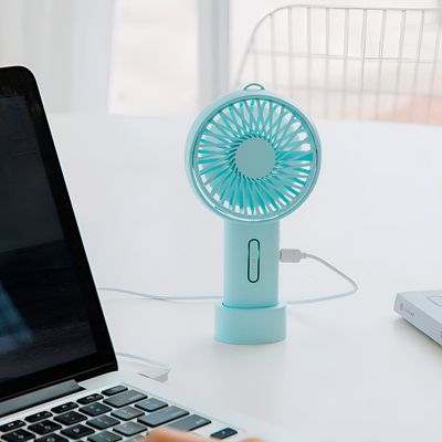 Ventilador Portátil Para Mesa Recarregável com Base Cor:Azul