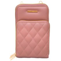 Bolsa Carteira Feminina Com Alça Textura Matelassê Cor:Nude