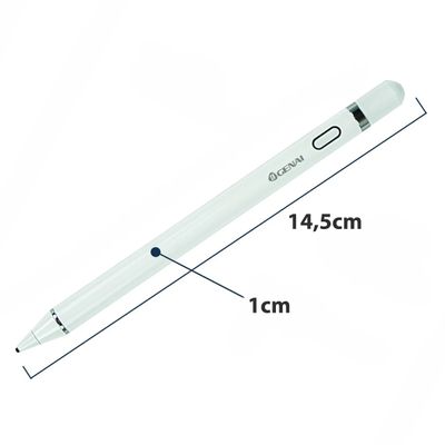 Caneta Touch Ponta Fina Stylus Alta Precisão Universal Tablet Cor:Branco