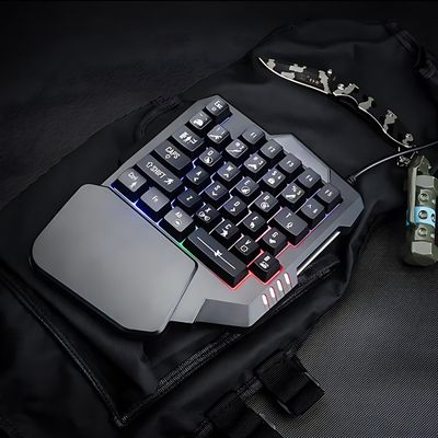 Teclado Gamer Rgb Uma Mão Semi Mecânico Jogos USB