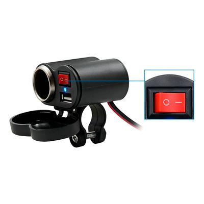 Tomada USB para Moto 12v Carregador Acendedor  - Tomada USB e Isqueiro para Moto