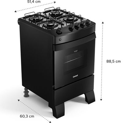 Fogão a Gás 4 Bocas com Mesa Esmaltada Preto CFO4ZAE Consul Preto / Bivolt