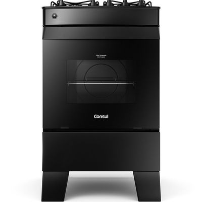 Fogão a Gás CFO4VCE 4 Bocas com Mesa de Vidro, Preto Consul Preto / Bivolt
