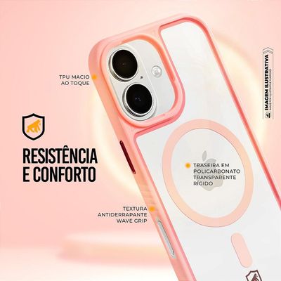 Capa para iPhone 17 - Magsafe Wave Transparente - Rosa - Gshield