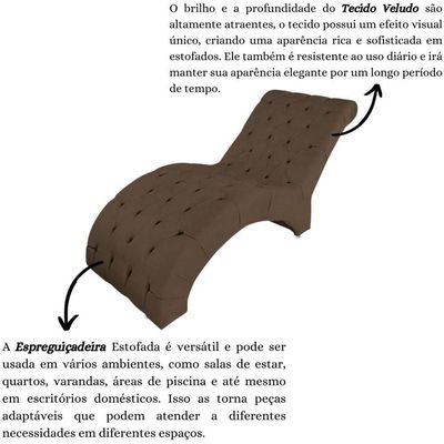 Recamier Divã Espreguiçadeira Para Sala E Cliníca Estética Antonella Veludo marrom