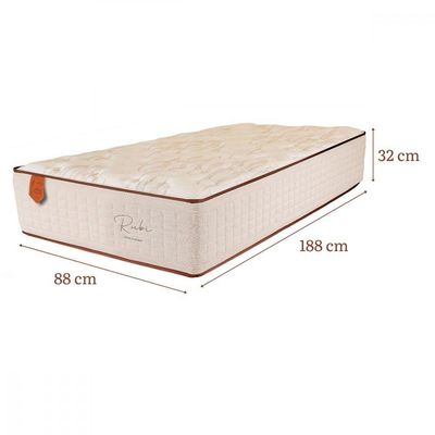 Colchão De Solteiro Rubi 88x188x32cm Mola Ensacada Prorelax Bege Com Branco