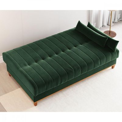 Sofá Cama Com Almofada Duna Veludo Oliva Viero Oliva