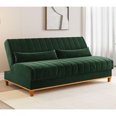 Sofá Cama Com Almofada Duna Veludo Oliva Viero Oliva