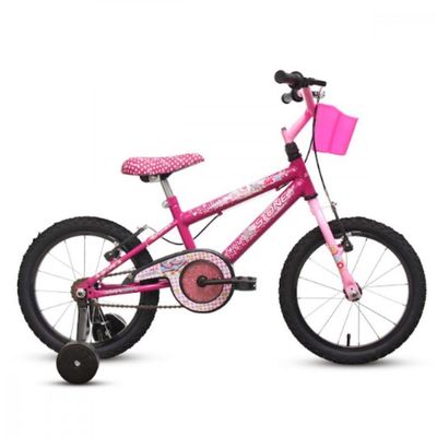Bicicleta Aro 16 Infantil Feminina Stone Rosa Com Rodinha Pink Com Rosa