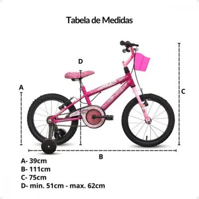 Bicicleta Aro 16 Infantil Feminina Stone Rosa Com Rodinha Pink Com Rosa