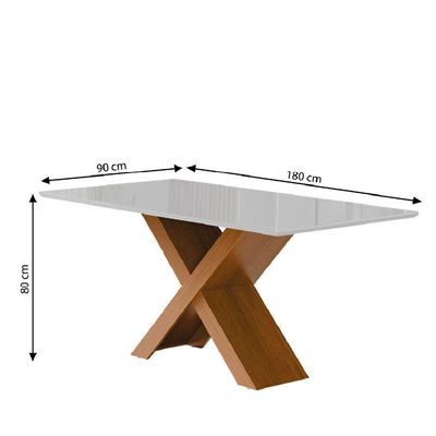 Conjunto De Mesa Sala De Jantar Tampo Com Vidro Grécia 6 Cadeiras Trieste Dobuê Madeirado/chocolate