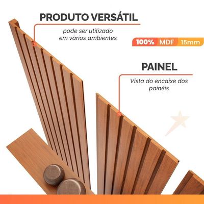 Painel Para Tv Até 65" 1,83m Ripado com Led Montreal com Nicho Madeirado/Off White