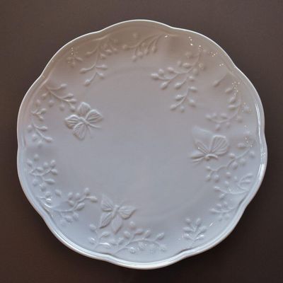 Jogo 4 Pratos Raso Porcelana New Bone Butterfly 26,5cm Lyor Branco