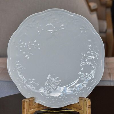 Jogo 4 Pratos Raso Porcelana New Bone Butterfly 26,5cm Lyor Branco