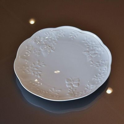Jogo 4 Pratos Raso Porcelana New Bone Butterfly 26,5cm Lyor Branco