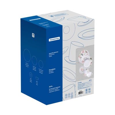 Aparelho de Jantar Tramontina Ornatta em Porcelana Decorada 20 Peças