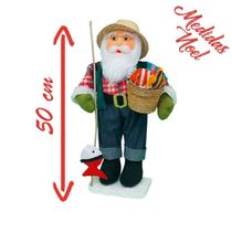 Boneco Natal Papai Noel Pescador 50cm