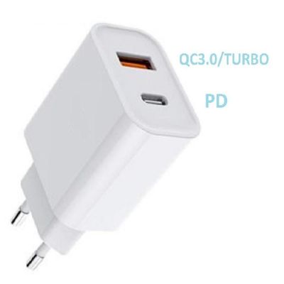 Carregador Turbo Tomada Para Celular 1 Usb-A + 1 Usb-C 20W