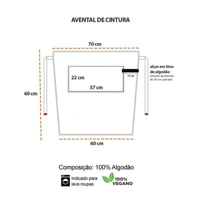 Avental de Cintura e Faixa Cabelo Verde Marrom Cafe Bistro