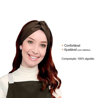 Avental de Cintura e Faixa Cabelo Verde Marrom Cafe Bistro
