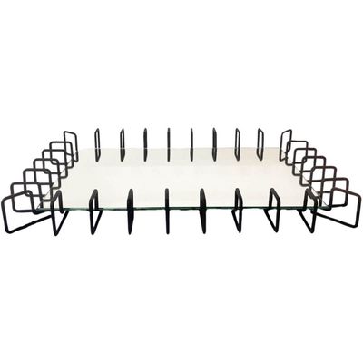 Bandeja Decorativa Espelhada 52x37x5cm Preto Fosco Aparador Centro de Mesa Anfield Atari