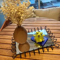 Bandeja Decorativa Espelhada 52x37x5cm Preto Fosco Aparador Centro de Mesa Anfield Atari