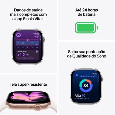 Apple Watch Series 11 (GPS 42mm) Prateado Pulseira Esportiva Roxo-Névoa