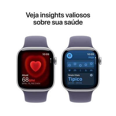 Apple Watch Series 11 (GPS 42mm) Prateado Pulseira Esportiva Roxo-Névoa
