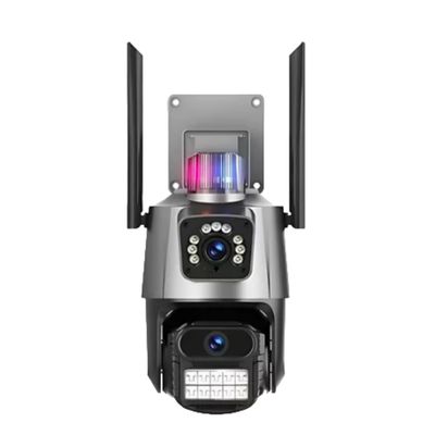 Câmera De Segurança Externa Lente Dupla 4k Led Sirene Policial