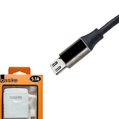 Carregador Rápido Celular 3 USB Micro USB V8 5.1A Cor Preto