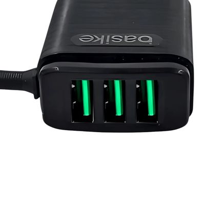 Carregador Rápido Celular 3 USB Micro USB V8 5.1A Cor Preto